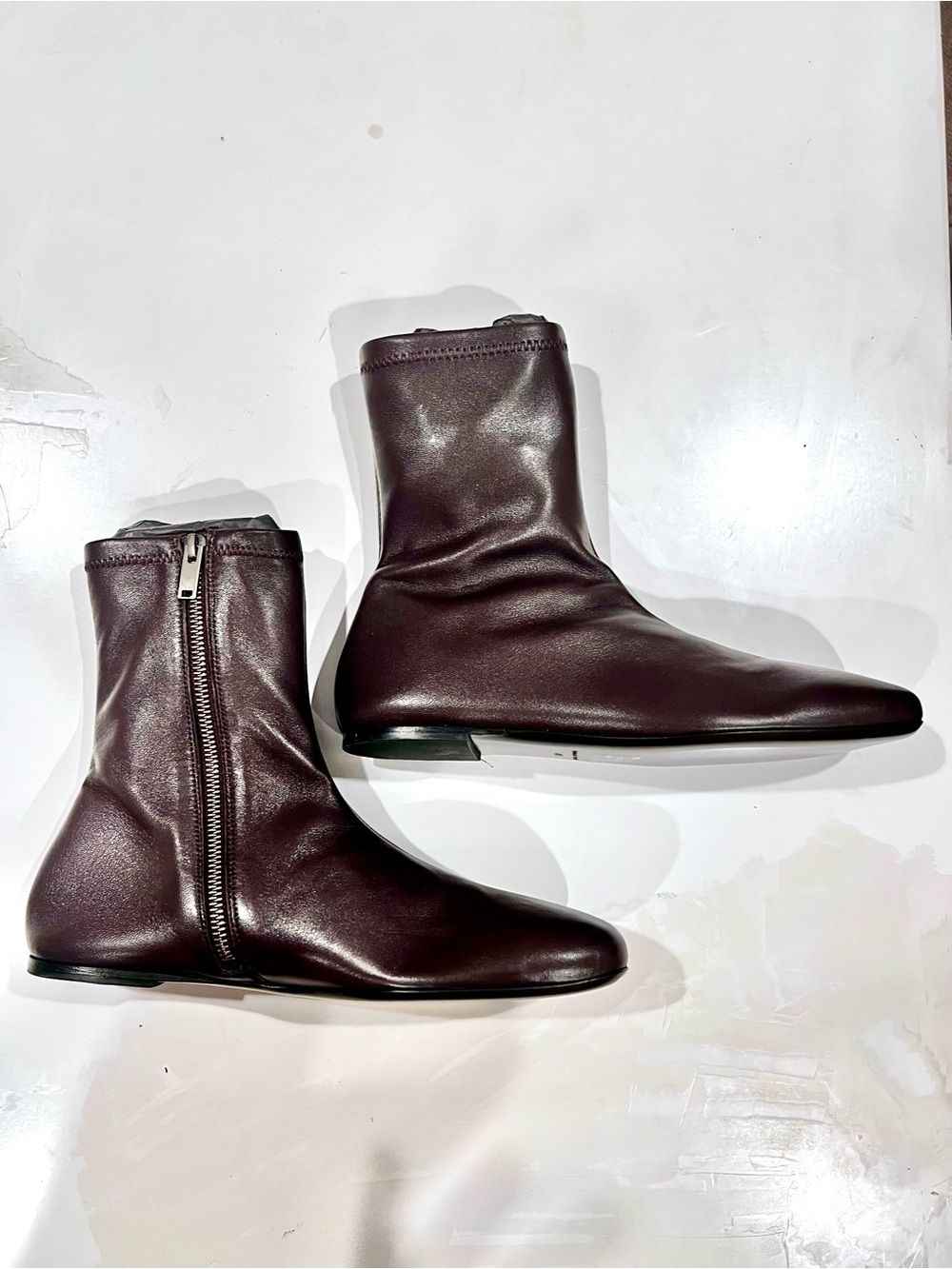 COS Women's Leather “sock Boots” in Dark Brown size 41 NWOT